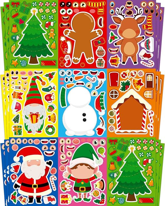 Christmas Stickers, Toddlers Stocking Stuffers for Kids, DIY Christmas Crafts for Kids Party Favo... | Amazon (US)