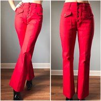 Vintage 70S High Waist Red Pants | Etsy (US)