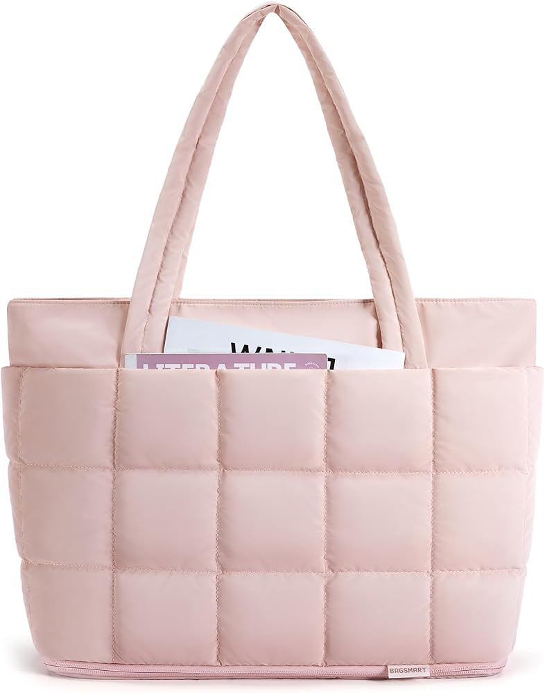 BAGSMART Expandable Tote Bag for Women, Puffer Small tote bag with Zipper, Travel Tote Bags Casua... | Amazon (US)