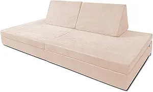 Mod Blox 6 Piece Soft Furniture Playset Modular Microsuede Foam Play Couch for Creative Kids (Tan... | Amazon (US)
