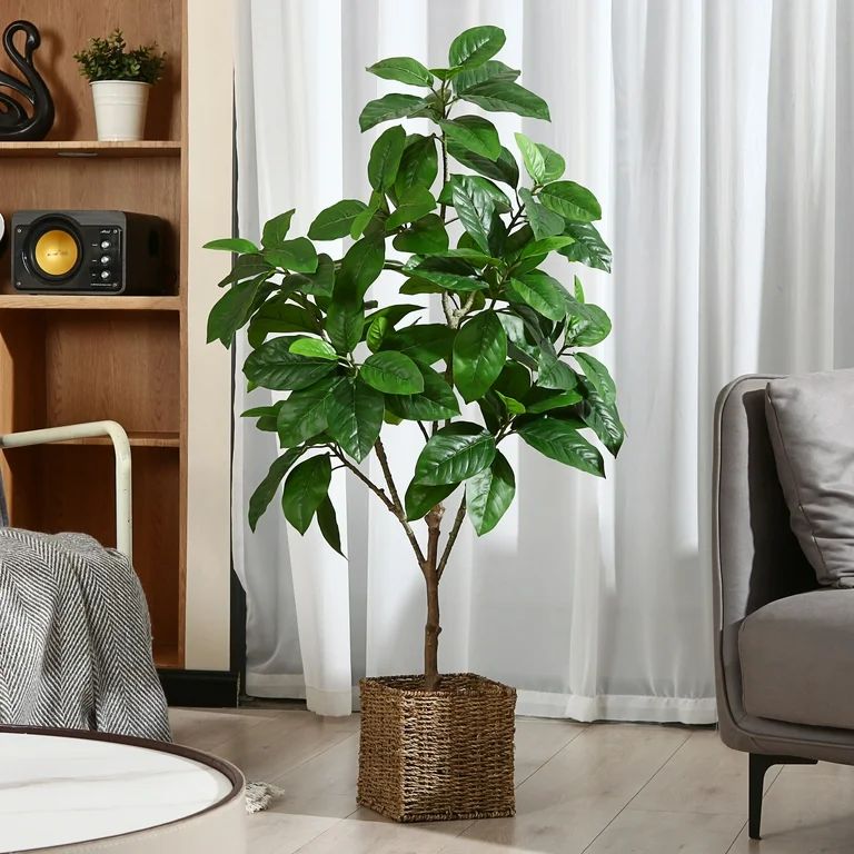 Artificial Plants, 4ft Ficus Tree Faux Rubber Plants Indoor Outdoor Decor Fake Tree in Pot Plasti... | Walmart (US)