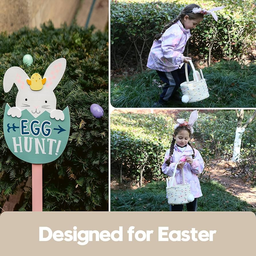Sea Team Easter Bunny Basket for Eggs Hunt, Easter Eggs Bucket, Small Woven Cotton Rope Tote Bag ... | Amazon (US)