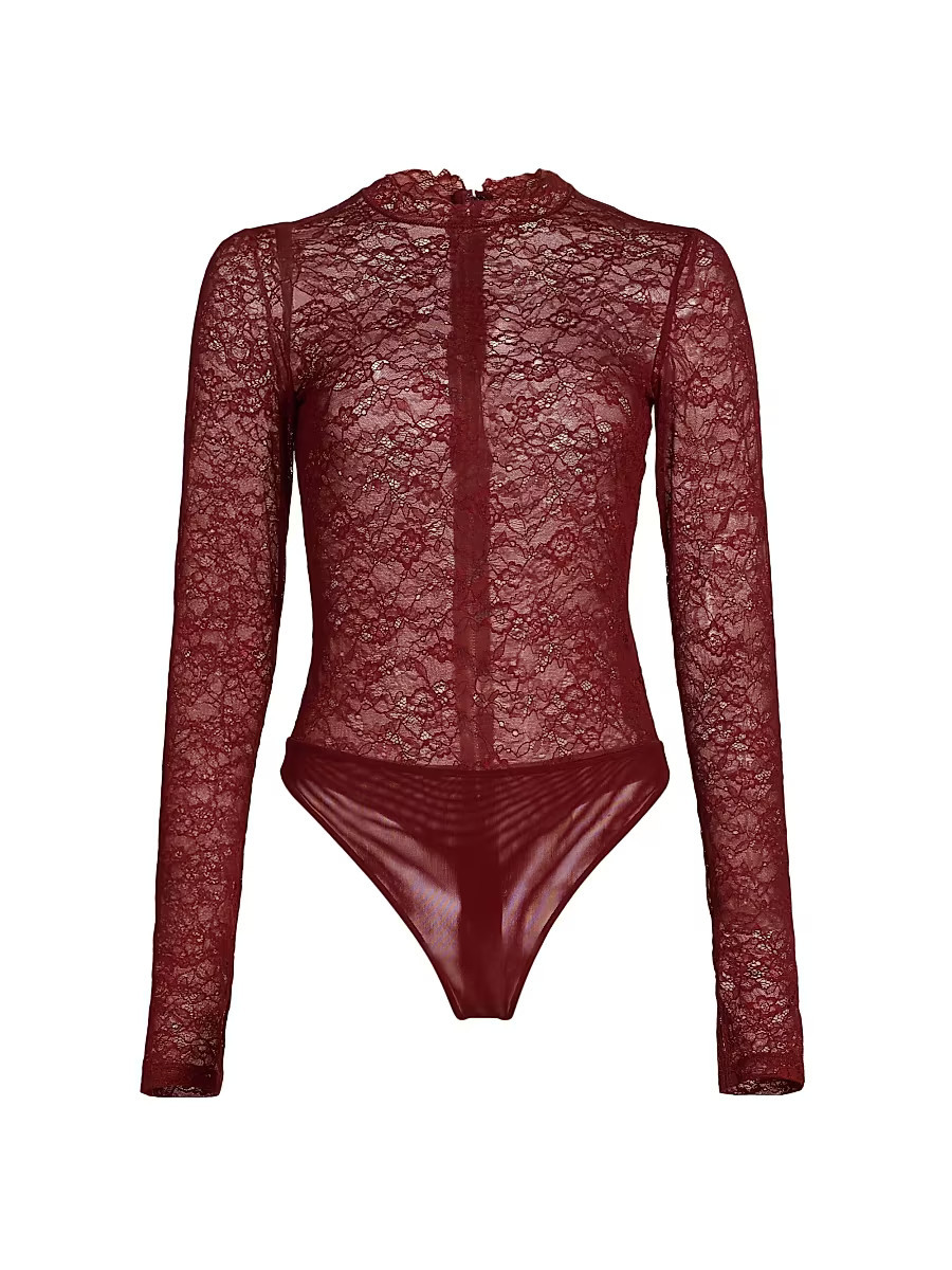 Women's Taeyn Lace Bodysuit - Oxblood - Size XL | Saks Fifth Avenue