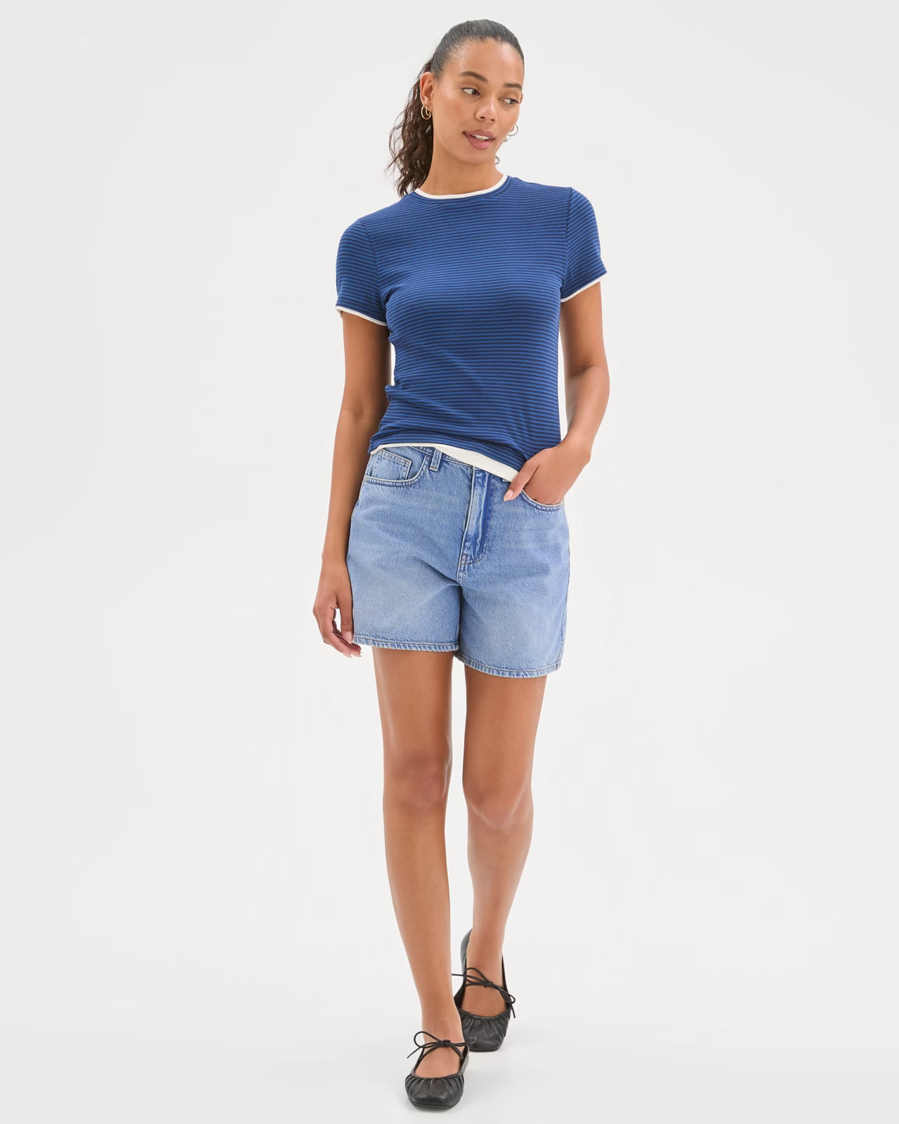 High Rise A-Line Denim Shorts | Target AU