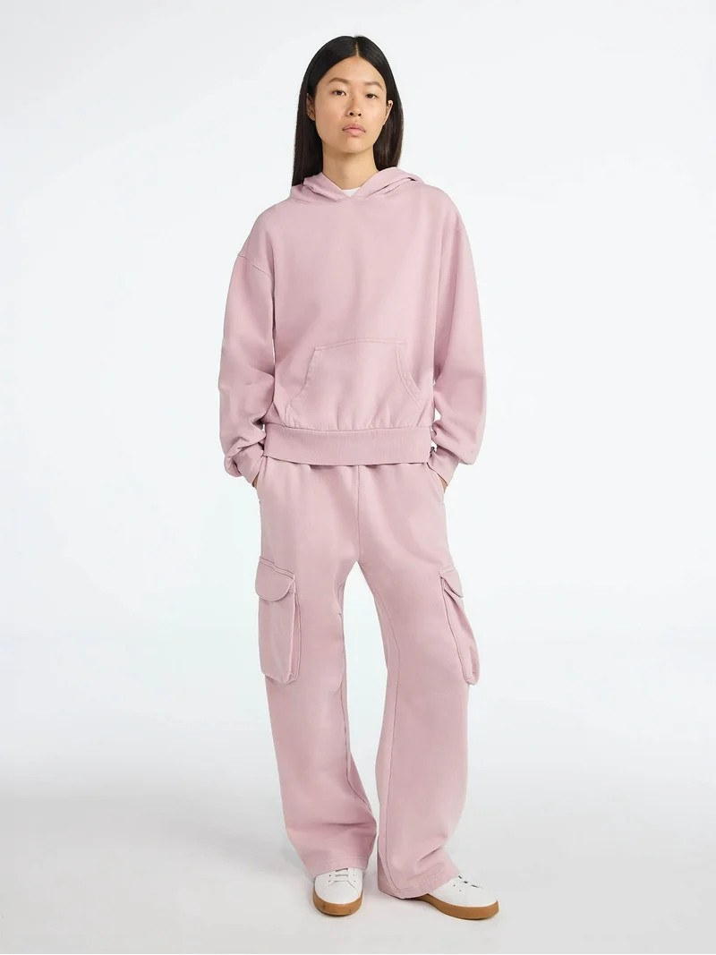 Scoop Women’s Mineral Washed Oversized Cropped Hoodie, Sizes XS-XXL | Walmart (US)