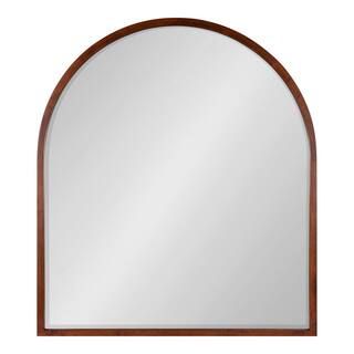 Kate and Laurel McLean 36 in. x 32 in. Classic Arch Framed Walnut Brown Wall Mirror-218512 - The ... | The Home Depot