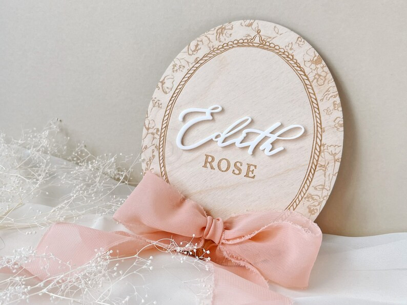 Baby Name Sign Floral Birth Announcement Sign Baby Girl Gift Hospital Name Sign Baby Milestone Ca... | Etsy (US)