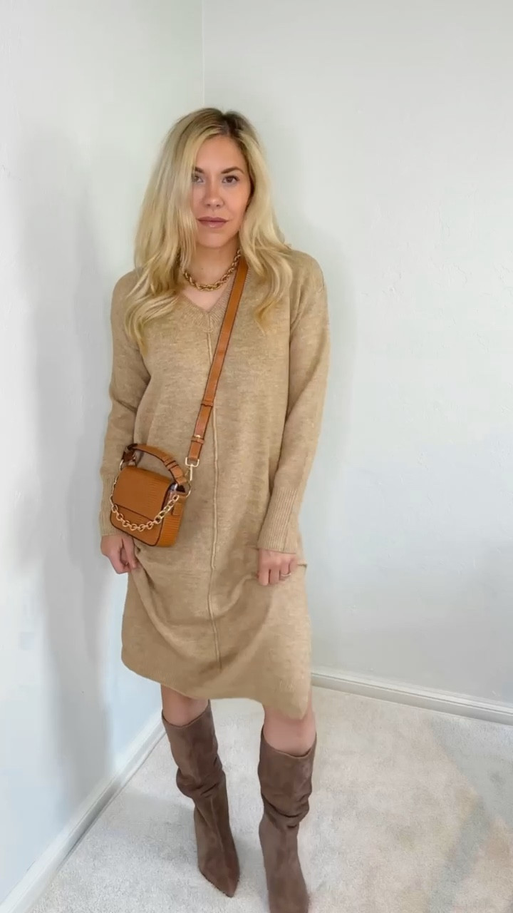 Sweater 
Fall Sweater 
Fall outfits 
Fall outfit 
Fall Shoes 
Sweater dress
Knee high boots 
#ltkseasonal 
#ltku
#ltkstyletip 
#LTKfindsunder100 #LTKshoecrush #LTKitbag #LTKHoliday #LTKGiftGuide