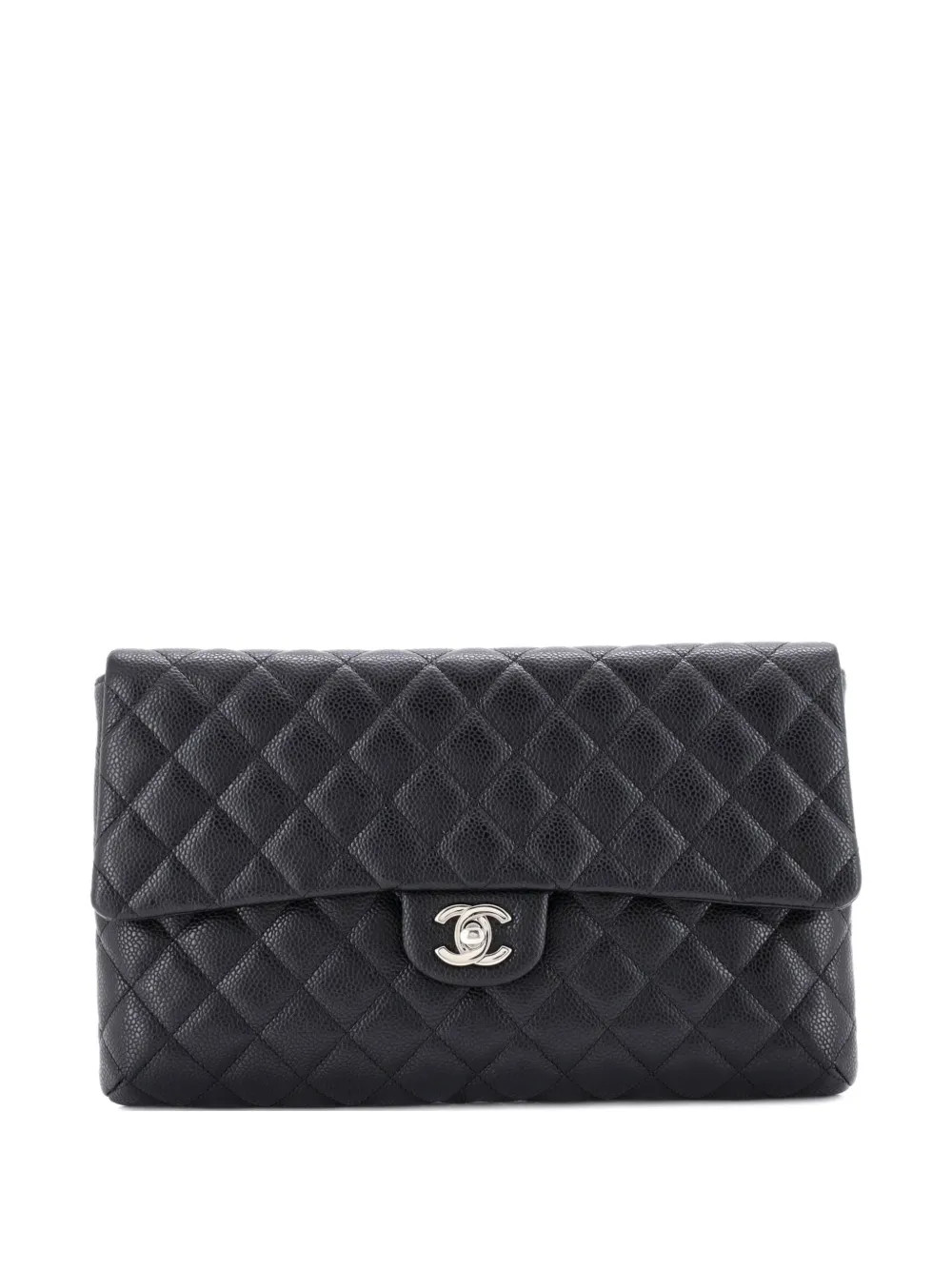 CHANEL Pre-Owned Classic Flap Quilted Caviar Clutch Bag | Black | FARFETCH CN | Farfetch (CN)