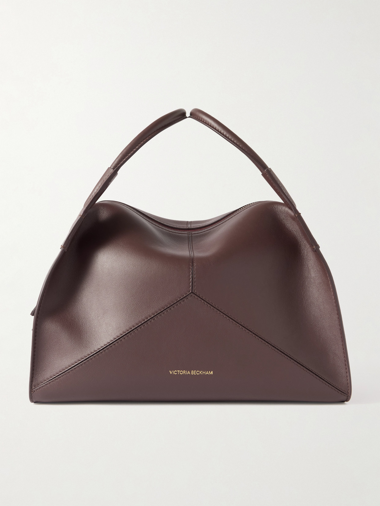 Victoria Beckham - Plié Paneled Leather Tote - Burgundy | NET-A-PORTER (US)