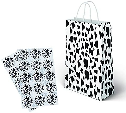 Gatherfun Cow Pattern Kraft Paper Gift Bags with Handle and Stickers Favor Bags Goodies Bags for ... | Amazon (US)