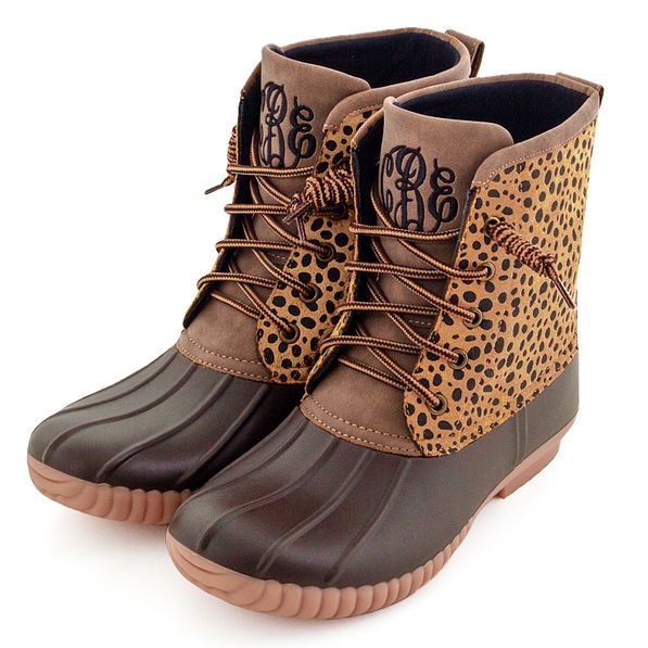 Monogrammed Leopard Duck Boots | Marleylilly