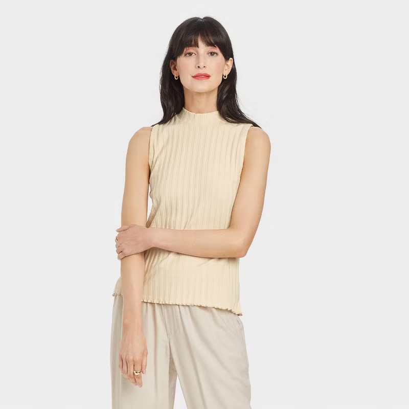 Women's Mock Neck Ribbed Tank Top - A New Day™ | Target