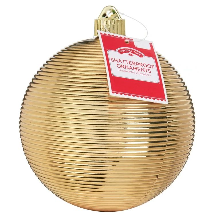 Holiday Time Shatterproof Ornaments, Gold Glitter Spiral | Walmart (US)