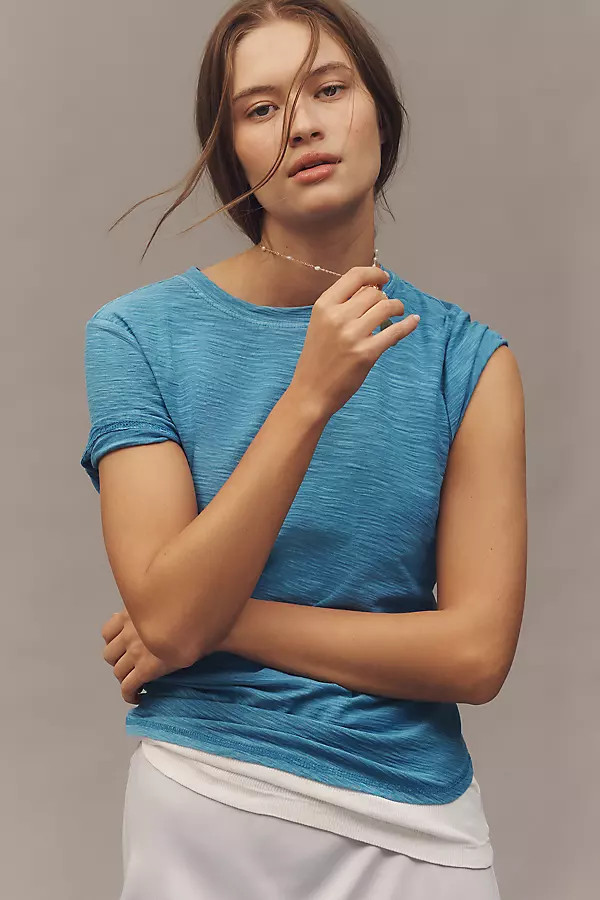 The Bennie Cotton Slub Crew-Neck Slim Tee by Pilcro | Anthropologie (US)
