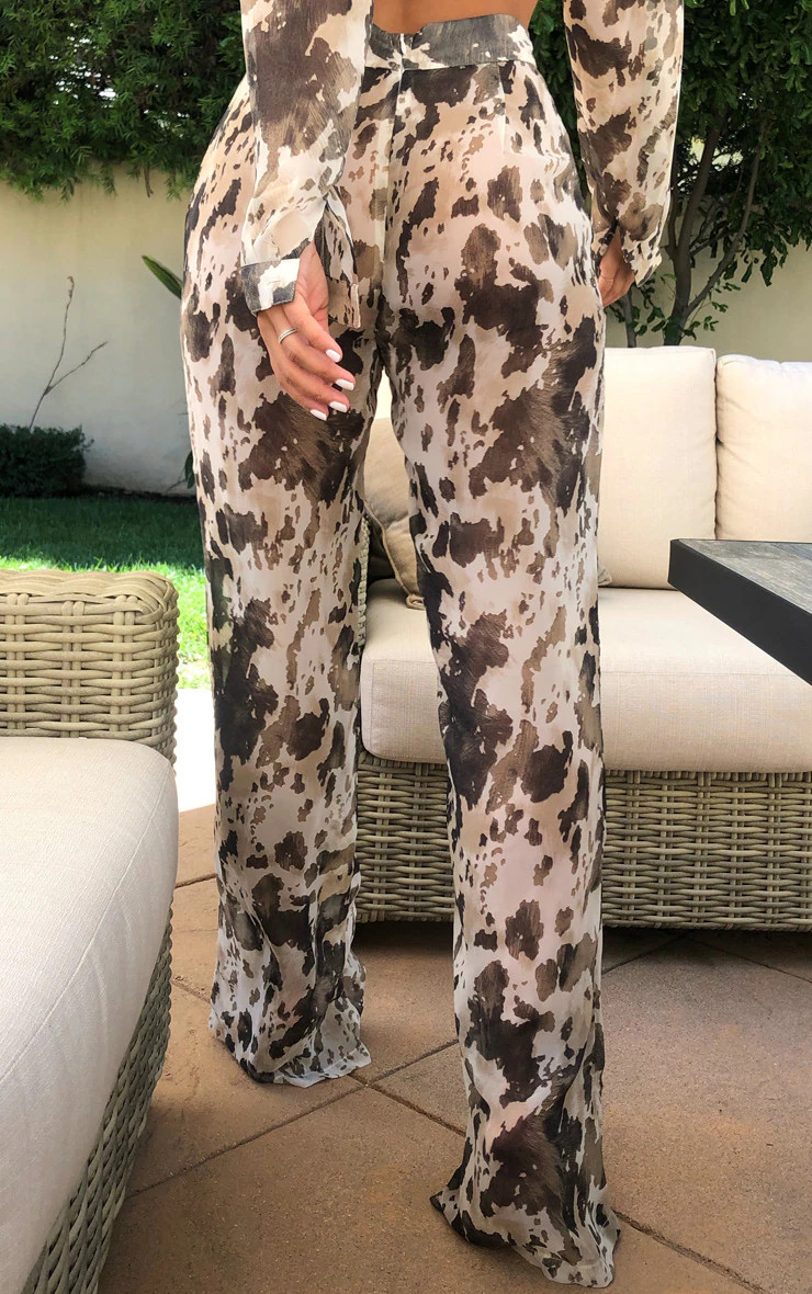 Brown Cow Print Beach Flares | Pretty Little Thing (Australia & New Zealand)