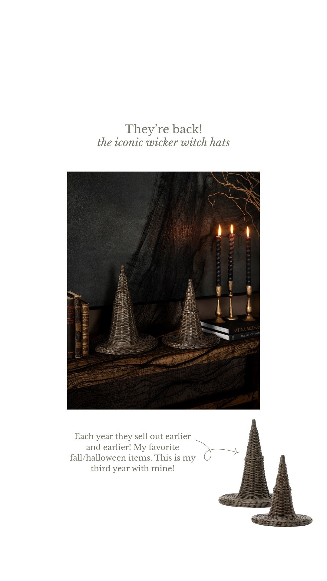 Wicker witch hats, aesthetic Halloween decor, fall home accents, Homebyjulianne decor finds 

#LTKSeasonal #LTKHome