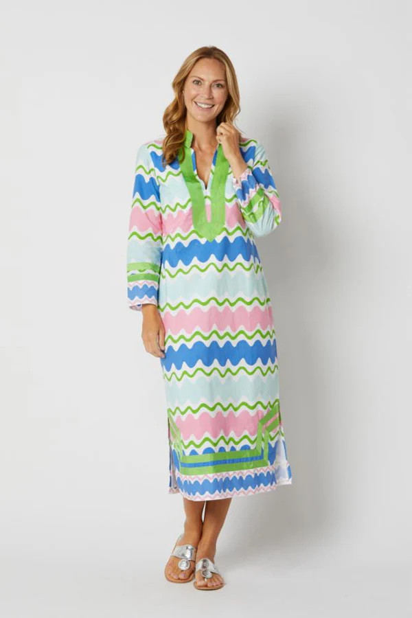 Wave Print Long Sleeve Midi Tunic Dress | Sail to Sable