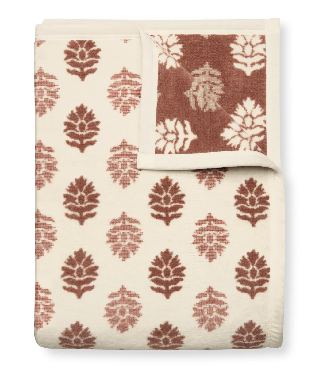 Fleur Block Print Cinnamon Blanket | ChappyWrap