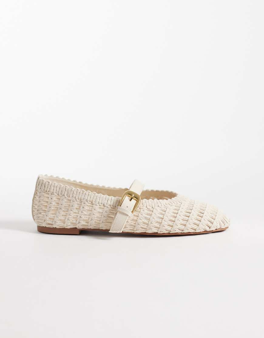 ASOS DESIGN Leah crochet mary jane ballets in cream-White | ASOS (Global)
