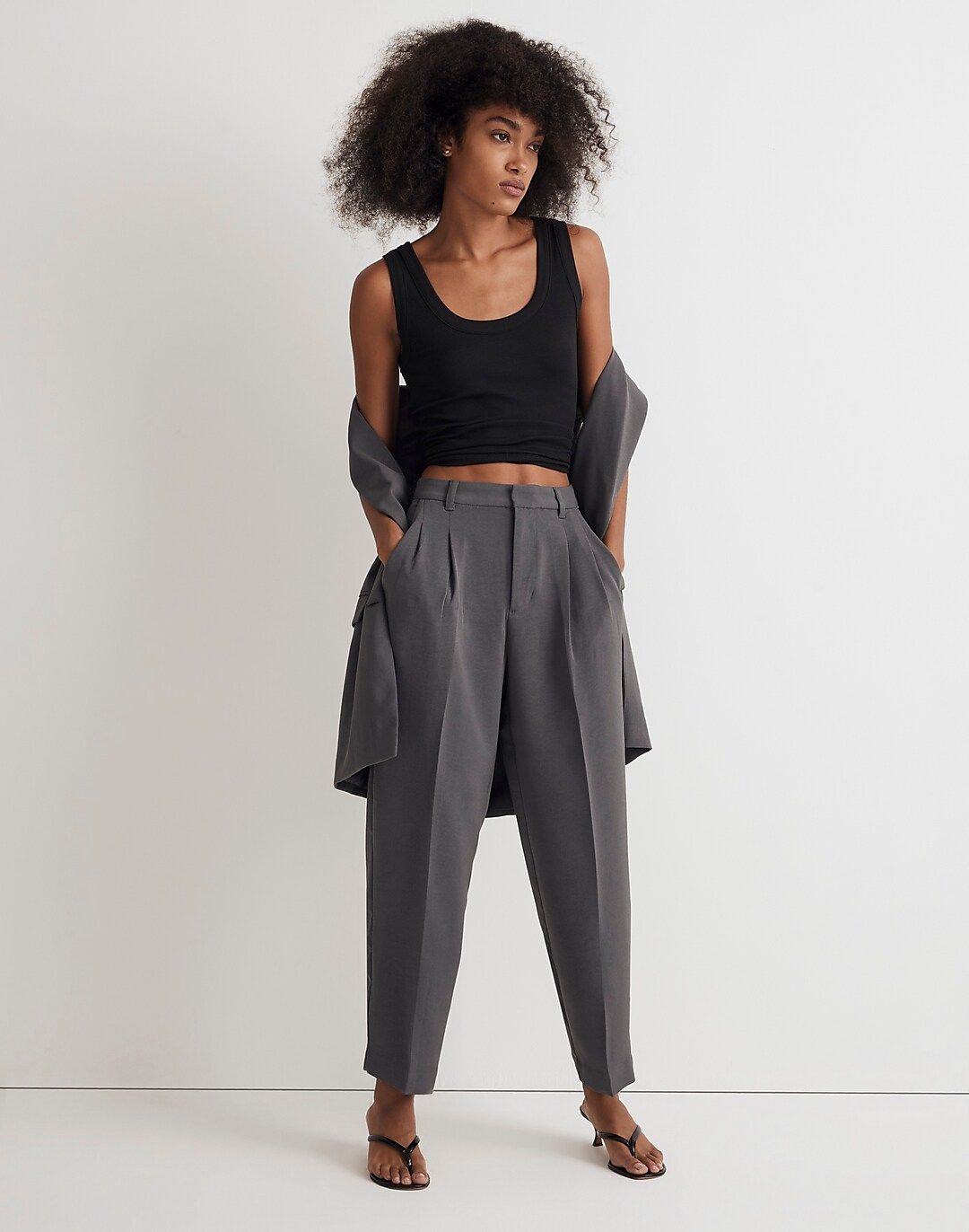 Petite Pleated Tapered-Leg Pants in Easygoing Crepe | Madewell