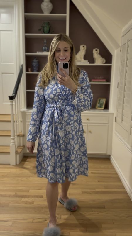 Just in: the cutest robe and fun new floral print! I love this for spring and honestly all year long! I love this shade of blue on this robe and linked the matching pajama sets it comes with. I sized up for maternity and plan on packing this in my hospital bag 🩵

#LTKbump
