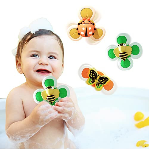 DEGIDEGI Suction Cup Spinner Toy for Baby, 3PCS Suction Spinner Toys for Babies, Early Education Toys Bathtub Toy Dining Chairs Toys Travel Toys(Silicone Spinner) | Amazon (US)