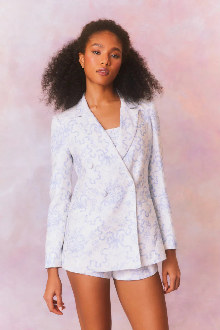 Lumine Double Breasted Bow Print Jacket | LoveShackFancy