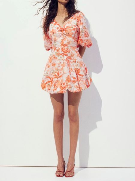 Orange floral tie back puff sleeve dress 

#LTKSeasonal #LTKstyletip #LTKfindsunder50