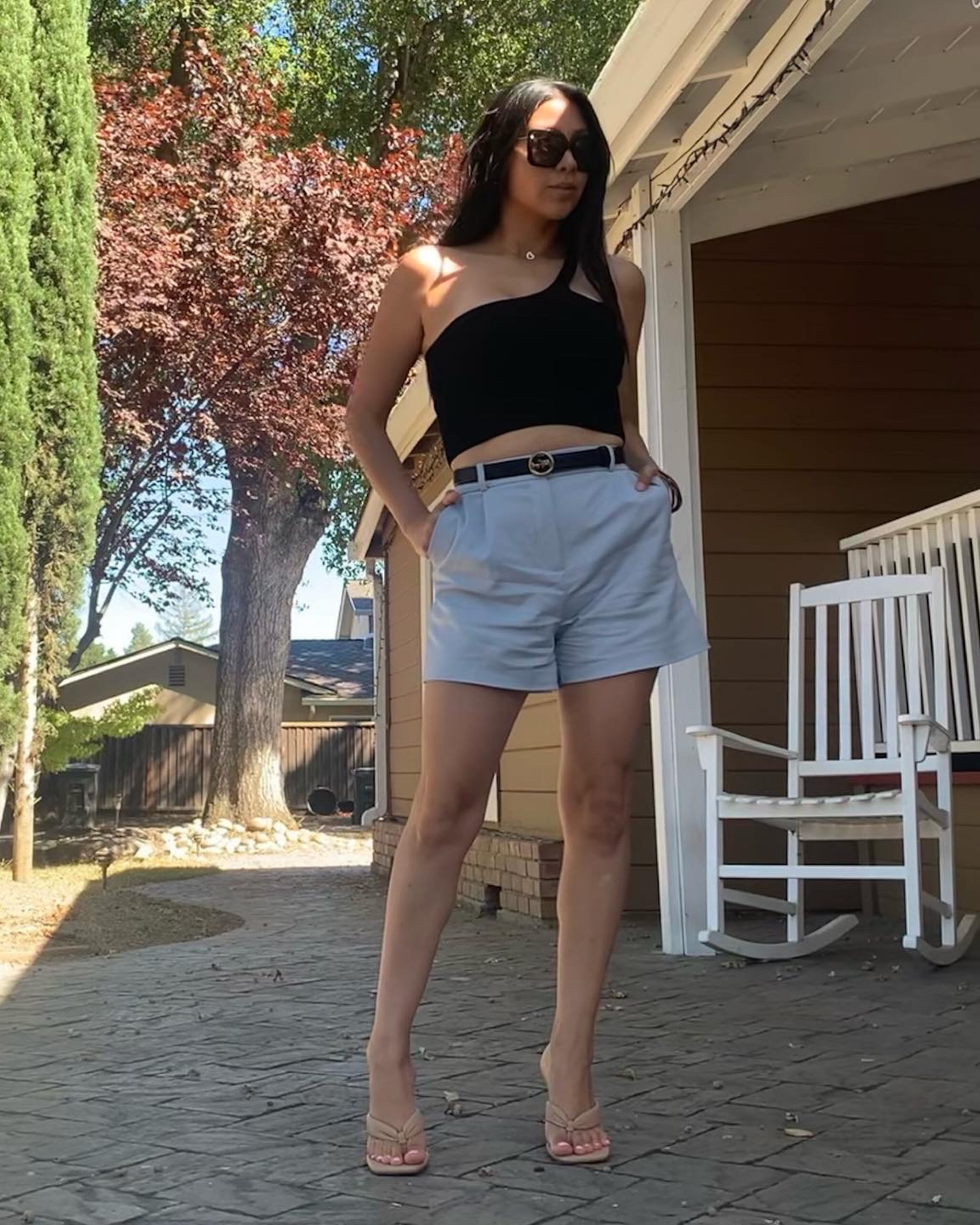 Outfit with Shorts 🤗🤍… 
Tip: if you want your legs to look longer, try sandals that have your skin color… 
Tip:2 if you want your waist to look smaller, use a belt ( the color needs to be darker than the shorts) 

I am 5.4 Tops M bottoms S/M 

#LTKstyletip #LTKFind #LTKbeauty