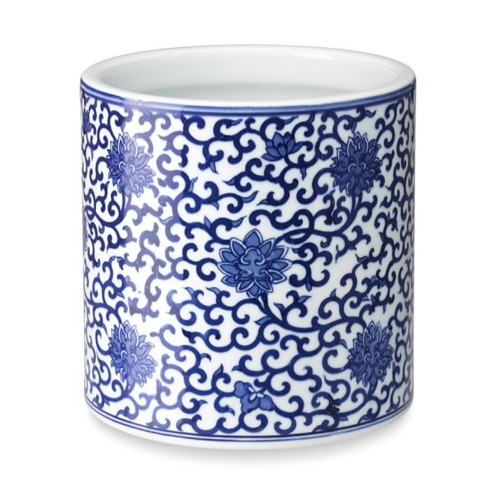 Blue and White Cachepot Vine Motif | Williams-Sonoma