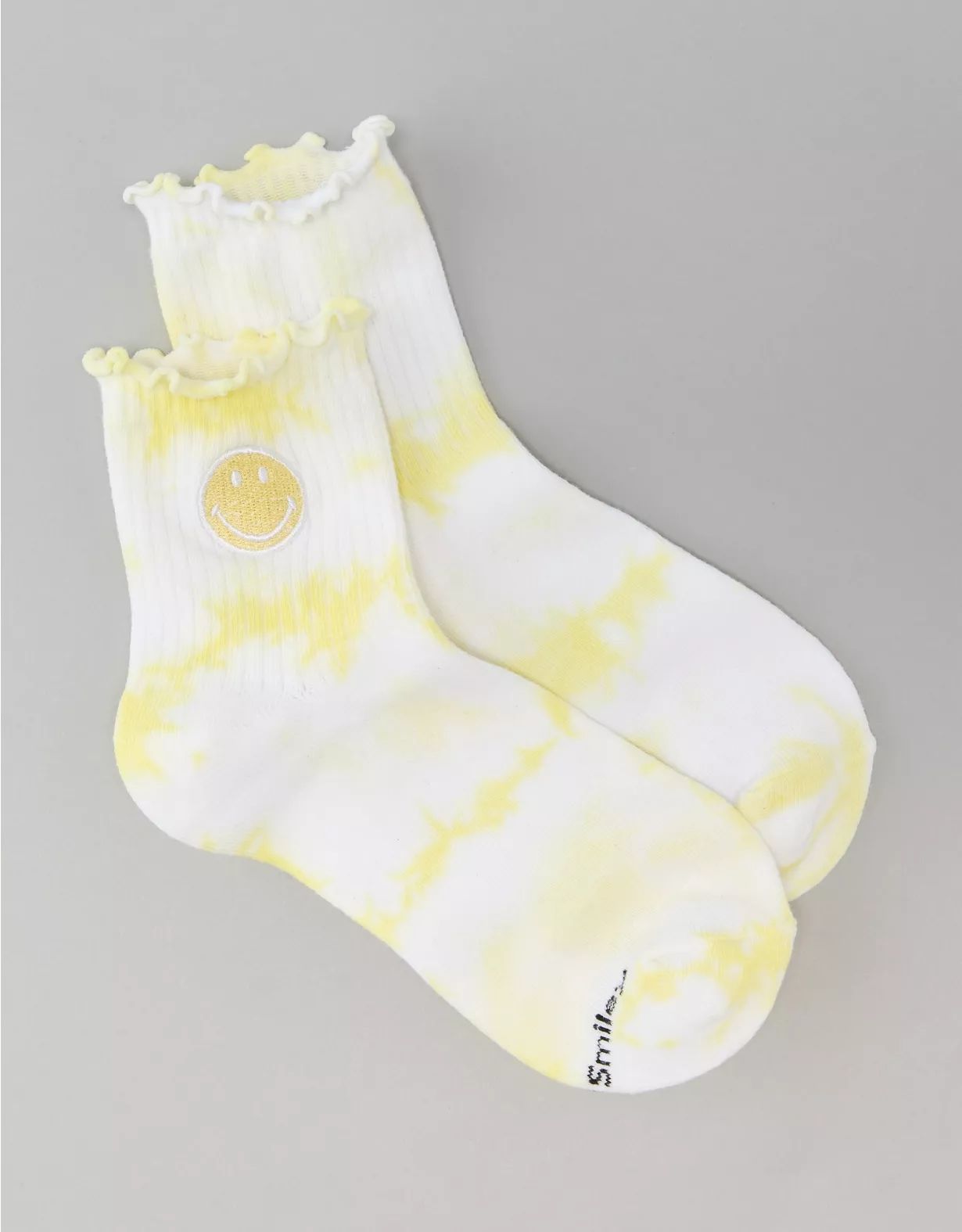 AE Embroidered Smiley Ruffle Boyfriend Socks | American Eagle Outfitters (US & CA)