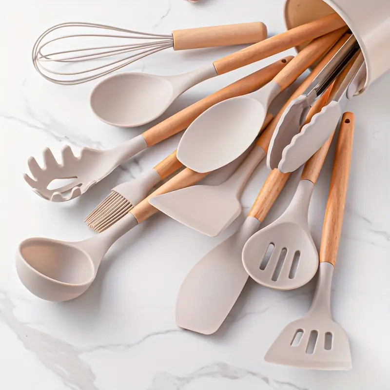 Silicone Utensil Set Kitchen Utensil Set Wooden Handle - Temu | Temu Affiliate Program