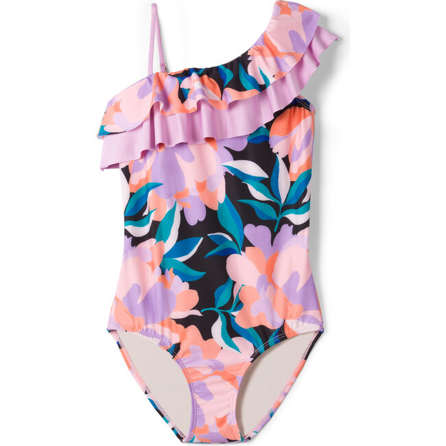 Little Kate One-piece Swimsuit, Black Floral | Maisonette