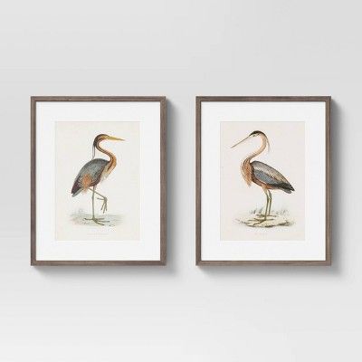 (Set of 2) 16" x 20" Heron Framed Wall Art Blue - Threshold™ | Target