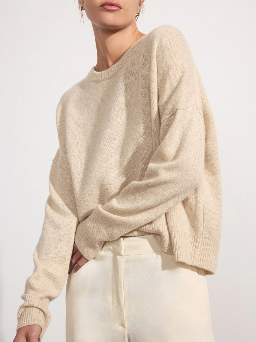 The Everyday Cashmere Bright Crew - Bisque Melange | Brochu Walker | Brochu Walker