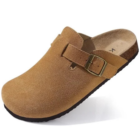 Litfun Women s Suede Clogs Leather Mules Cork Footbed Sandals Arch Support Potato Shoes with Adjustable Buckle | Walmart (US)