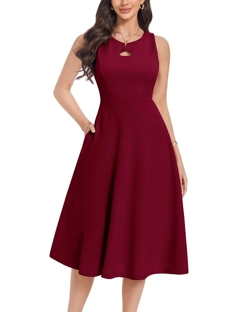 Wedtrend Women's Cocktail Dress with Pockets 1940s Vintage Dress, Midi A-line Church Dresses | Amazon (US)