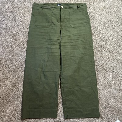Maeve by Anthropologie The Colette Cropped Wide-Leg Pant Linen Green Plus Sz 16W | eBay US