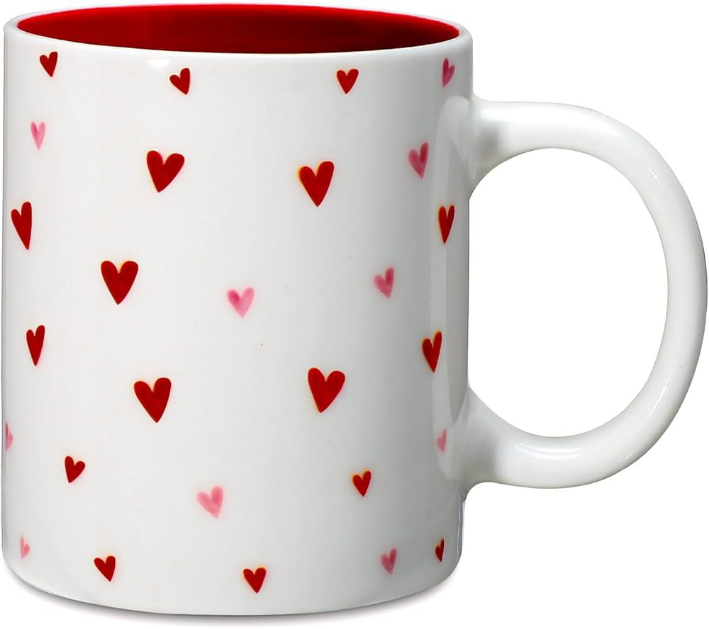 Valentine's Day Heart Mug 12oz Red Heart Print Coffee Mugs Valentines Heart Ceramic Cup for Woman... | Amazon (US)