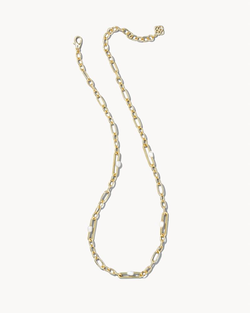 Lindsay Gold Chain Necklace in White Pearl | Kendra Scott