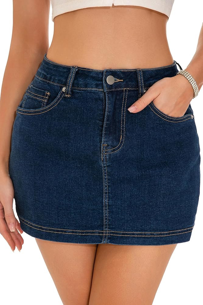 GUANYY Women's Denim Skirt Summer Stretchy Bodycon High Waisted Y2k Mini Skort 2025 Trendy Jean S... | Amazon (US)