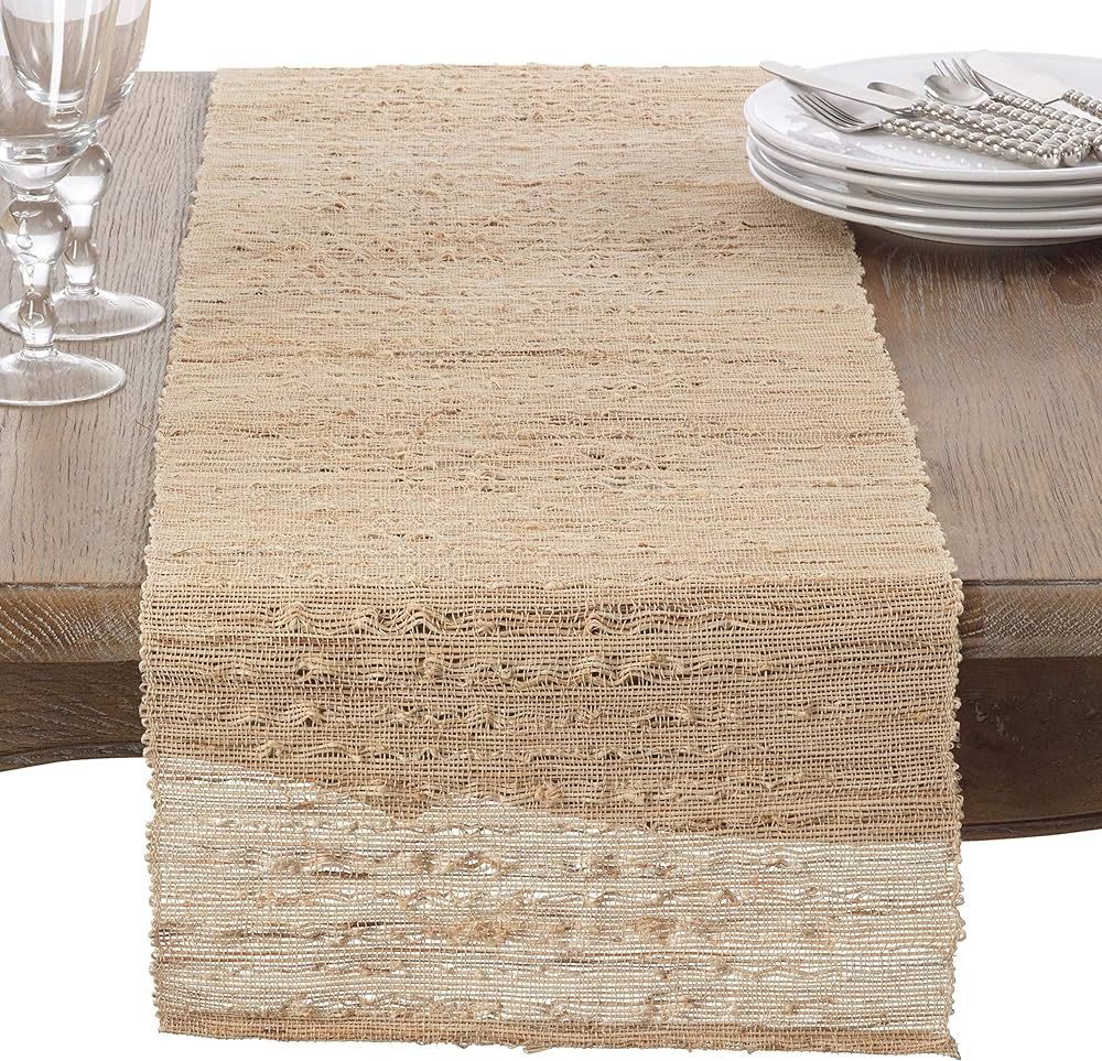 Woven Nubby Natural Ramie Rustic Table Runner 14" W x 90" L - Natural Nubby Table Runner for Home... | Amazon (US)