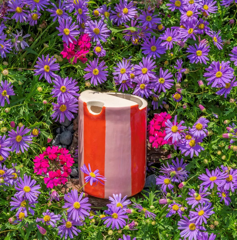 Striped Travel Tumbler, to Go Ceramic Tumbler, Handmade Pottery Mug, Hand-painted Sip Mug, Travel... | Etsy (US)