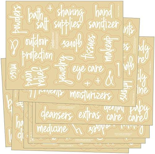 White Script Bathroom Labels Talented Kitchen Script Bathroom Organization Labels – 123 White B... | Amazon (US)