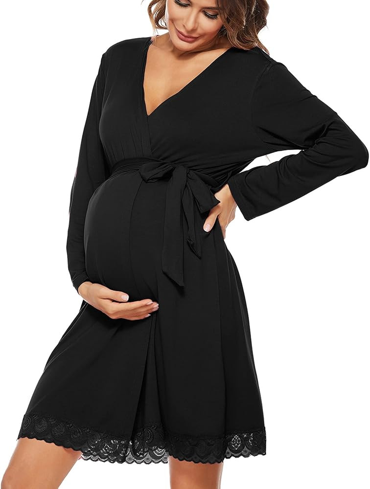 SWOMOG Women's Maternity Nursing Robe Pregnancy Breastfeeding Bathrobes 3 in 1 Labor Delivery Nig... | Amazon (US)