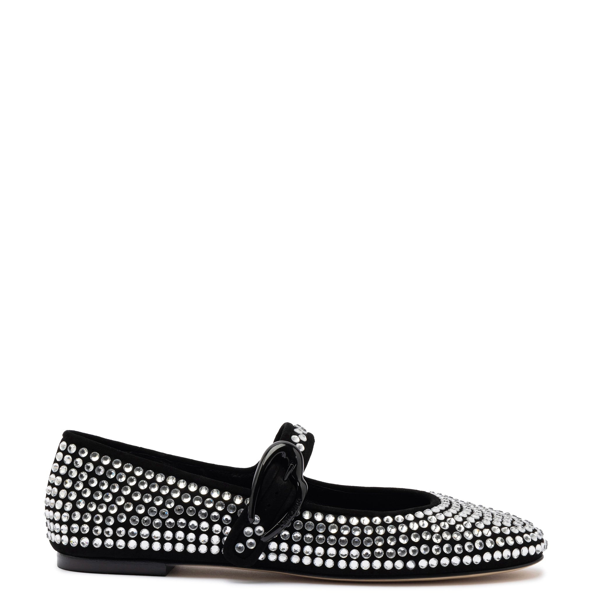 Verona Ballet Flat Crystal In Black Suede | Larroude