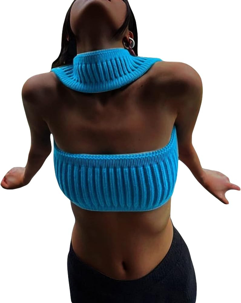 Strapless Crop Top for Women Twist Front Hollow Knitted Tube Top Sleeveless Bandeau Bustier Tops ... | Amazon (US)