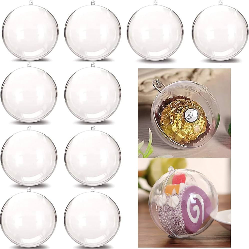Clear Christmas Balls Pack of 10, 2.4" Christmas Tree Ornaments Plastic Fillable Ball Ornaments f... | Amazon (US)
