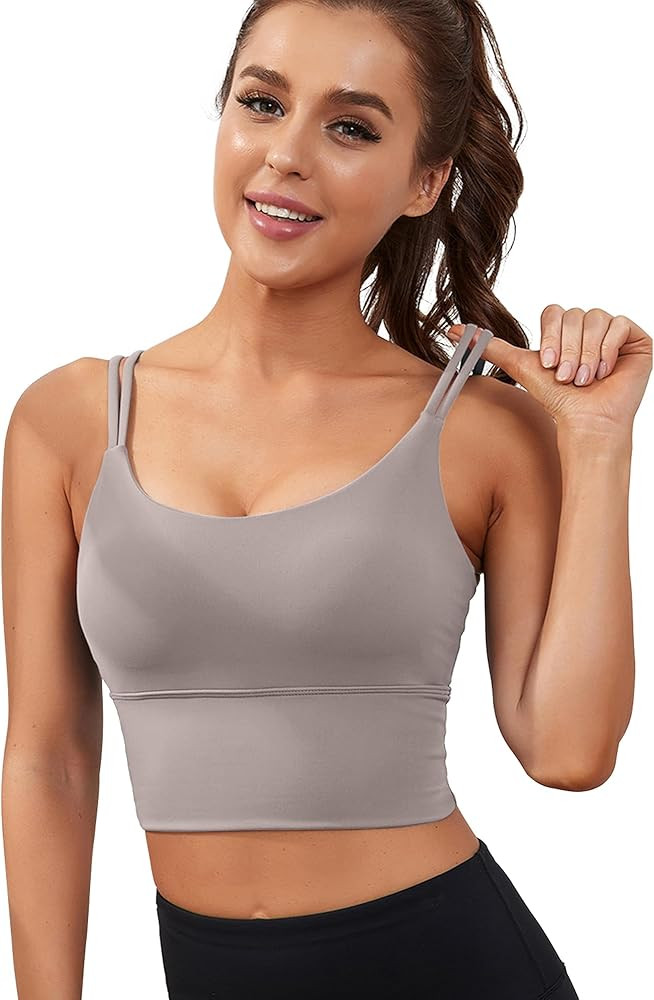 Everrysea Sports Bras for Women High Support Longline Workout Tank Tops Built in Bra Strappy Yoga... | Amazon (US)